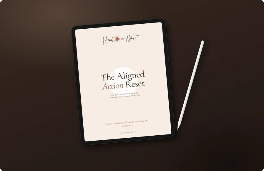The Aligned Action Reset fillable journal on a tablet, with a stylus